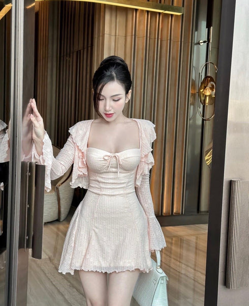 Women Sexy Short Sleeveless Dress With Shrugs